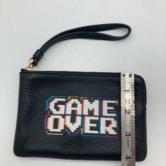 Coach Pac-Man Collection “Game Over” Glitter Leather Wristlet - Picture 6 of 6